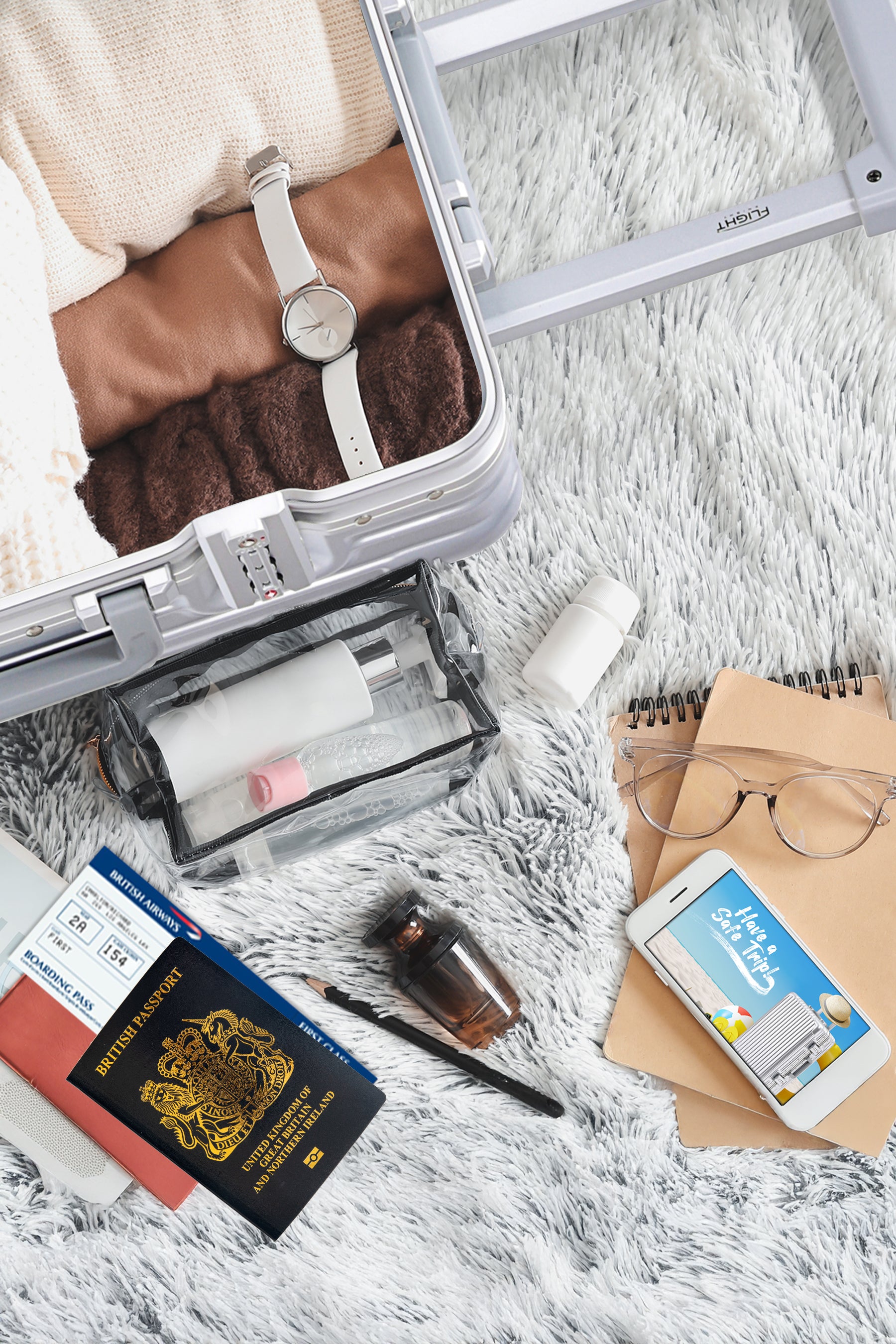 55x35x20cm Silver Travel Cabin Case