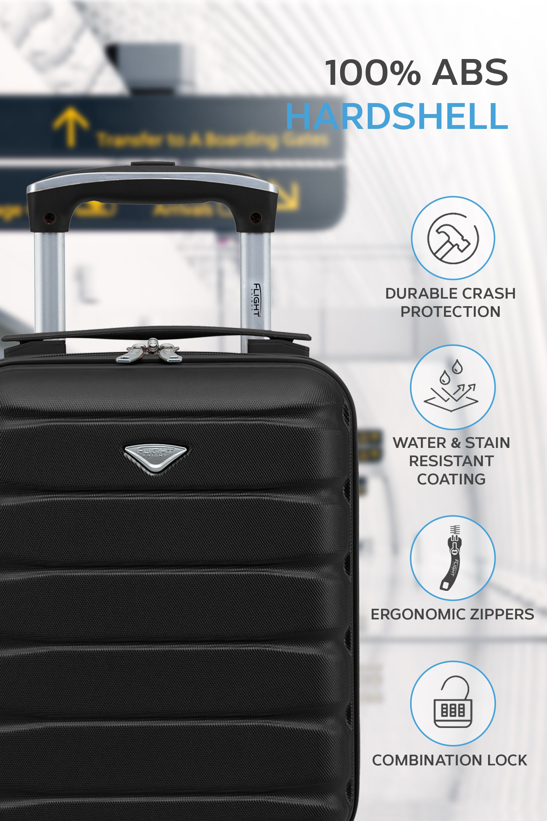 フライトナイト 40x20x25cm Hard Shell Ryanair Underseat Carry-On Cabin Case