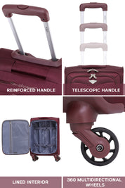55x35x20cm Soft Shell Cabin Carry on Case