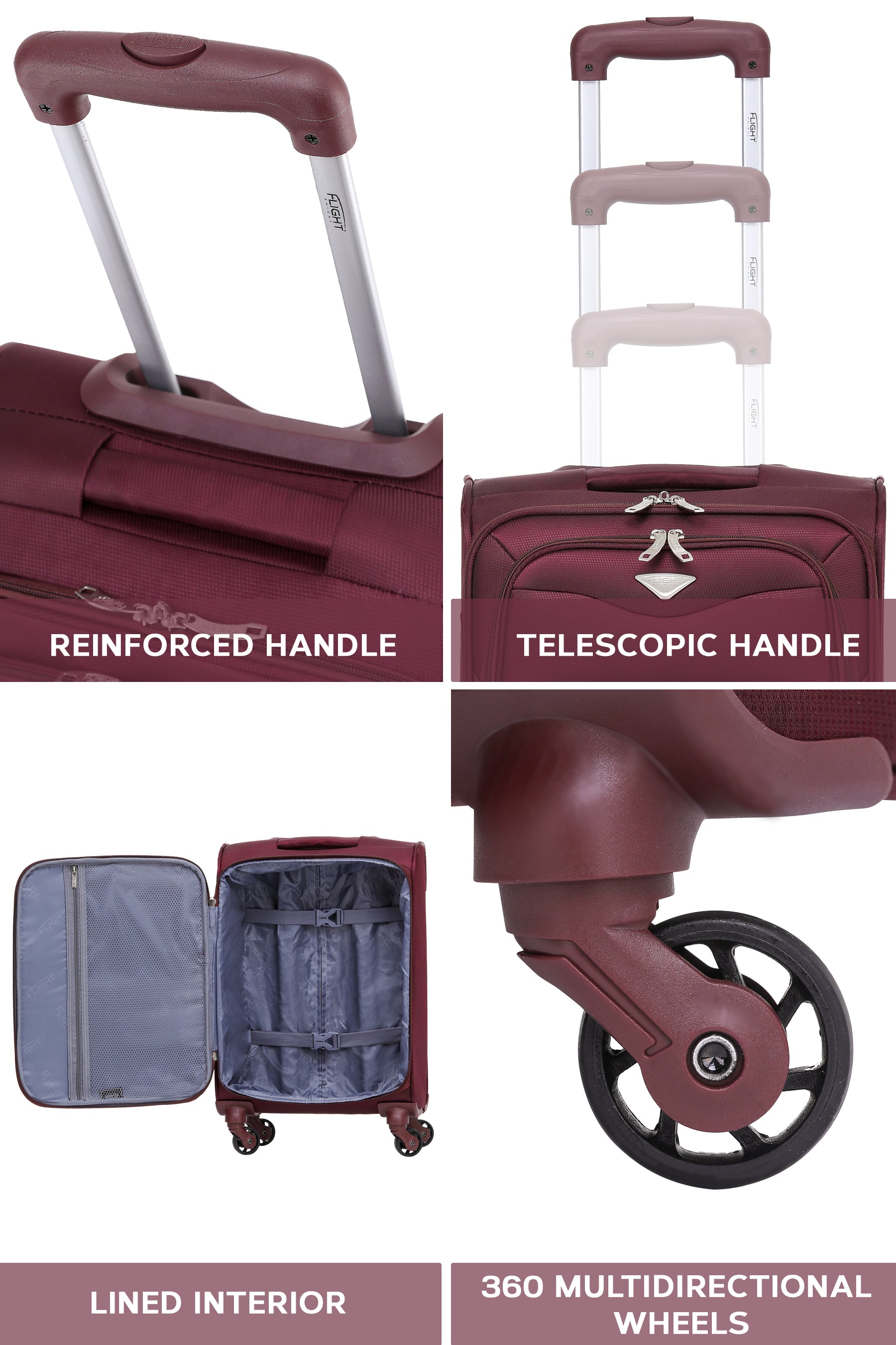 55x35x20cm Soft Shell Cabin Carry on Case