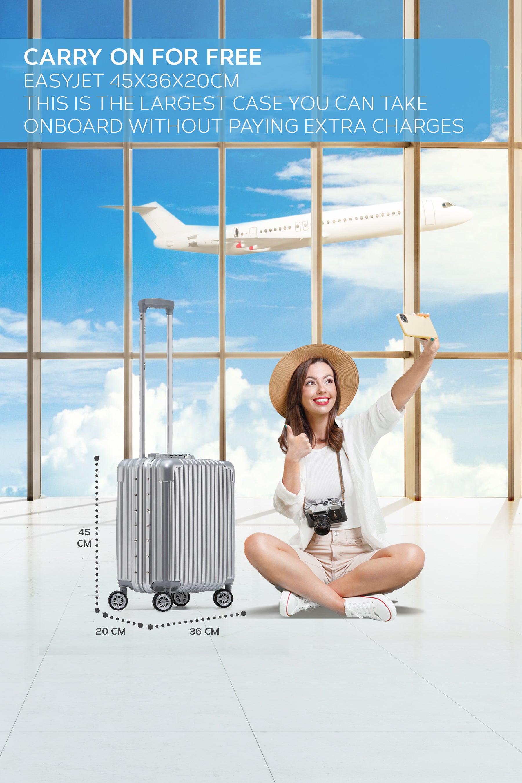 45x36x20cm Silver Travel Cabin Case