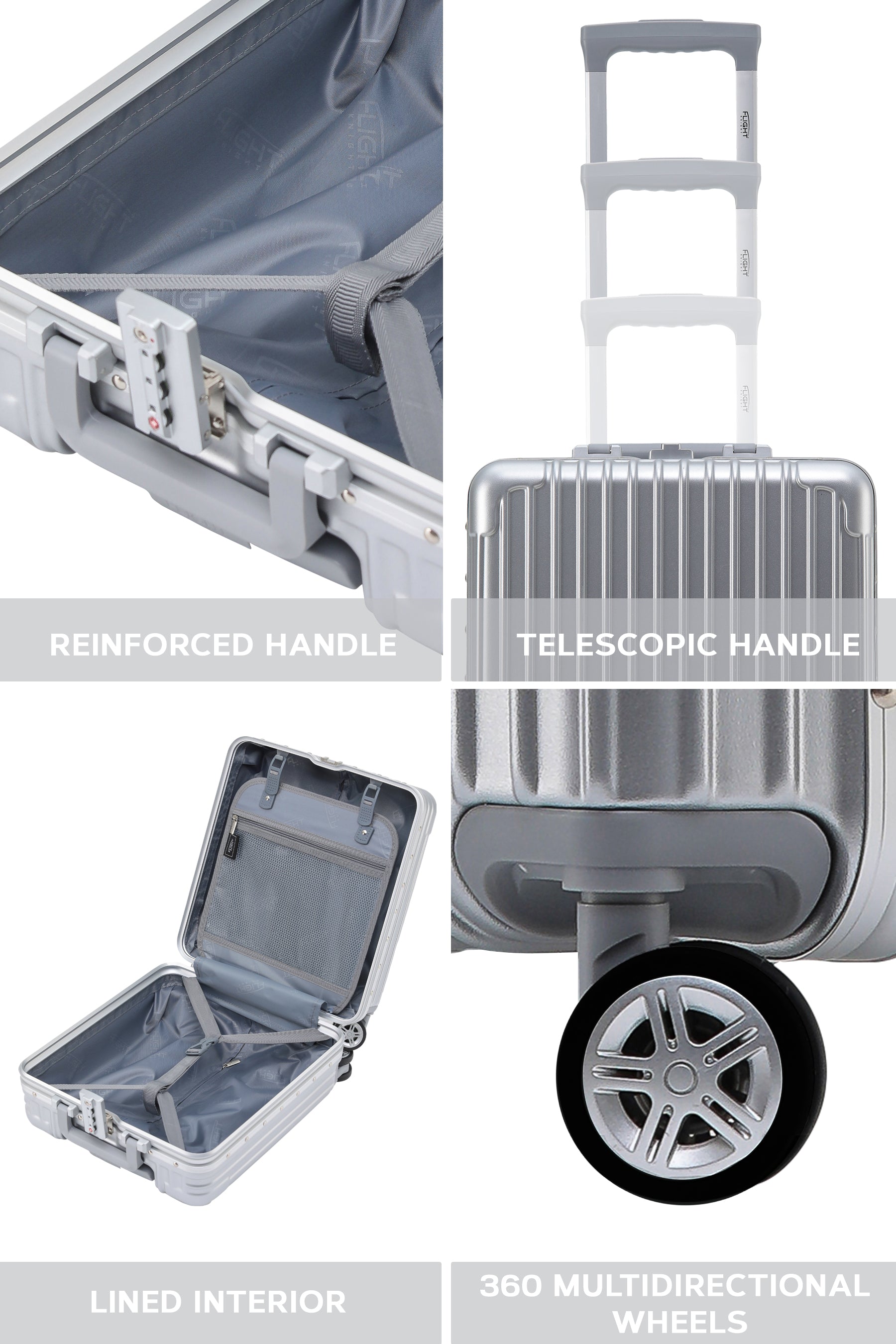 45x36x20cm Silver Travel Cabin Case