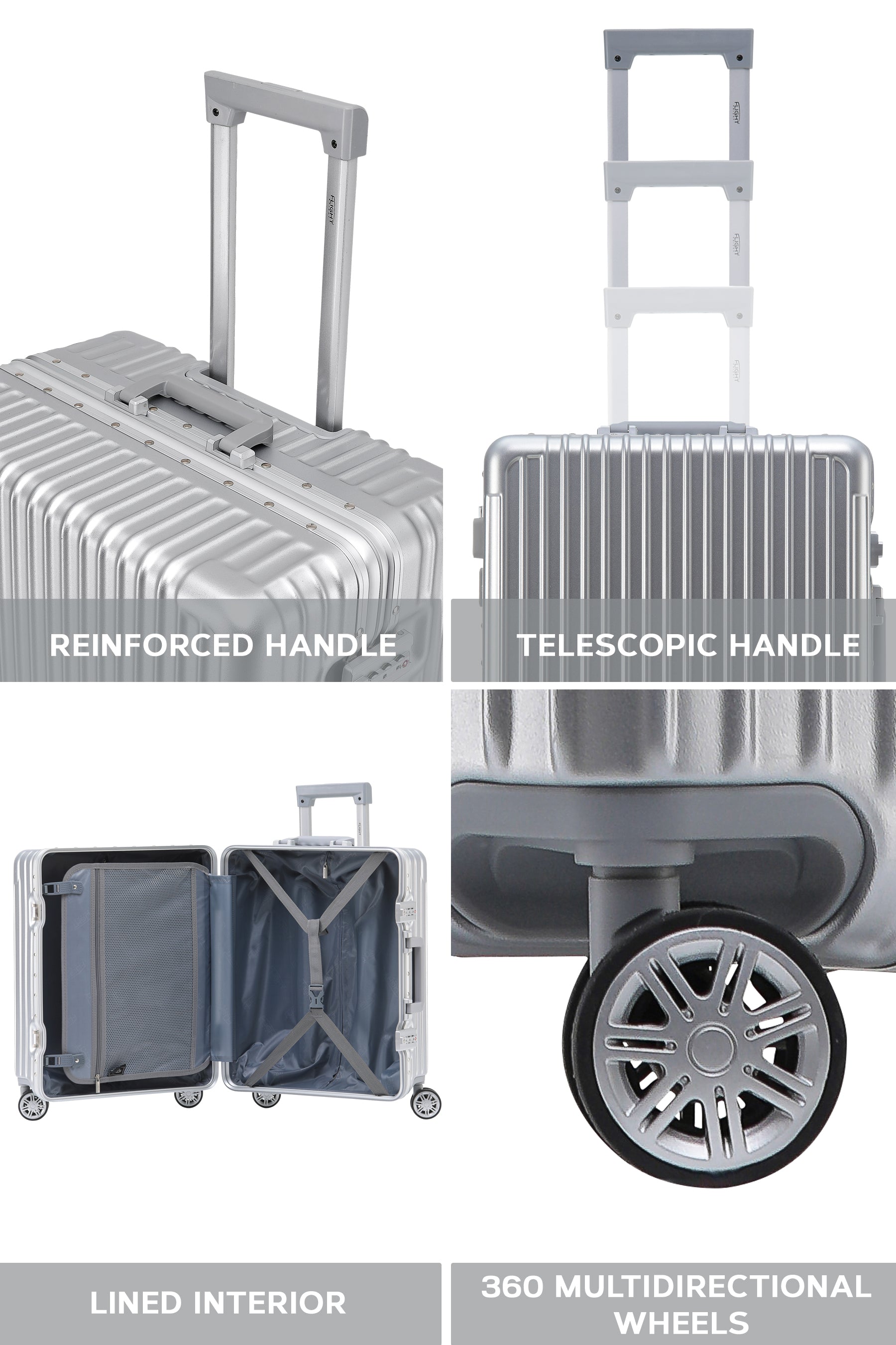 56x45x25cm Silver Travel Cabin Case
