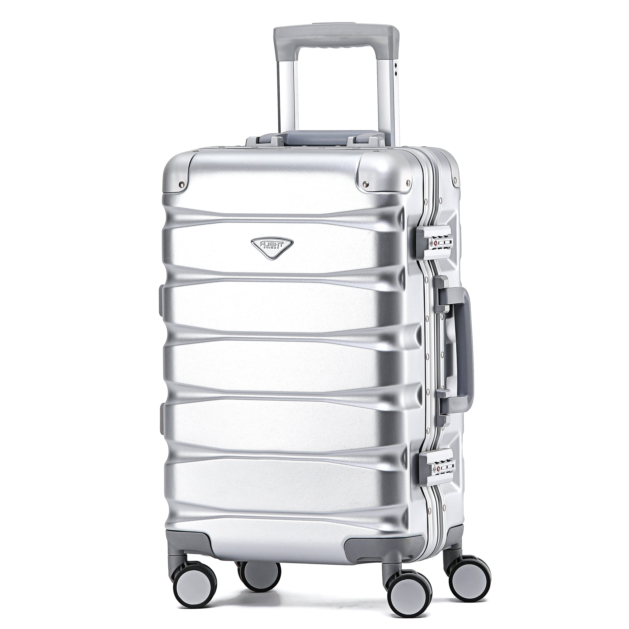 Flight Knight Premium Travel Suitcase - 8 Spinner Wheels - Built-in TSA Lock Lightweight Aluminium Frame, ABS Hard Shell Carry on Check in Luggage Highly Durable - Approved for Over 100 Airlines