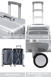55x35x20cm  SAFIR Aluminium Frame Cabin Carry on Case
