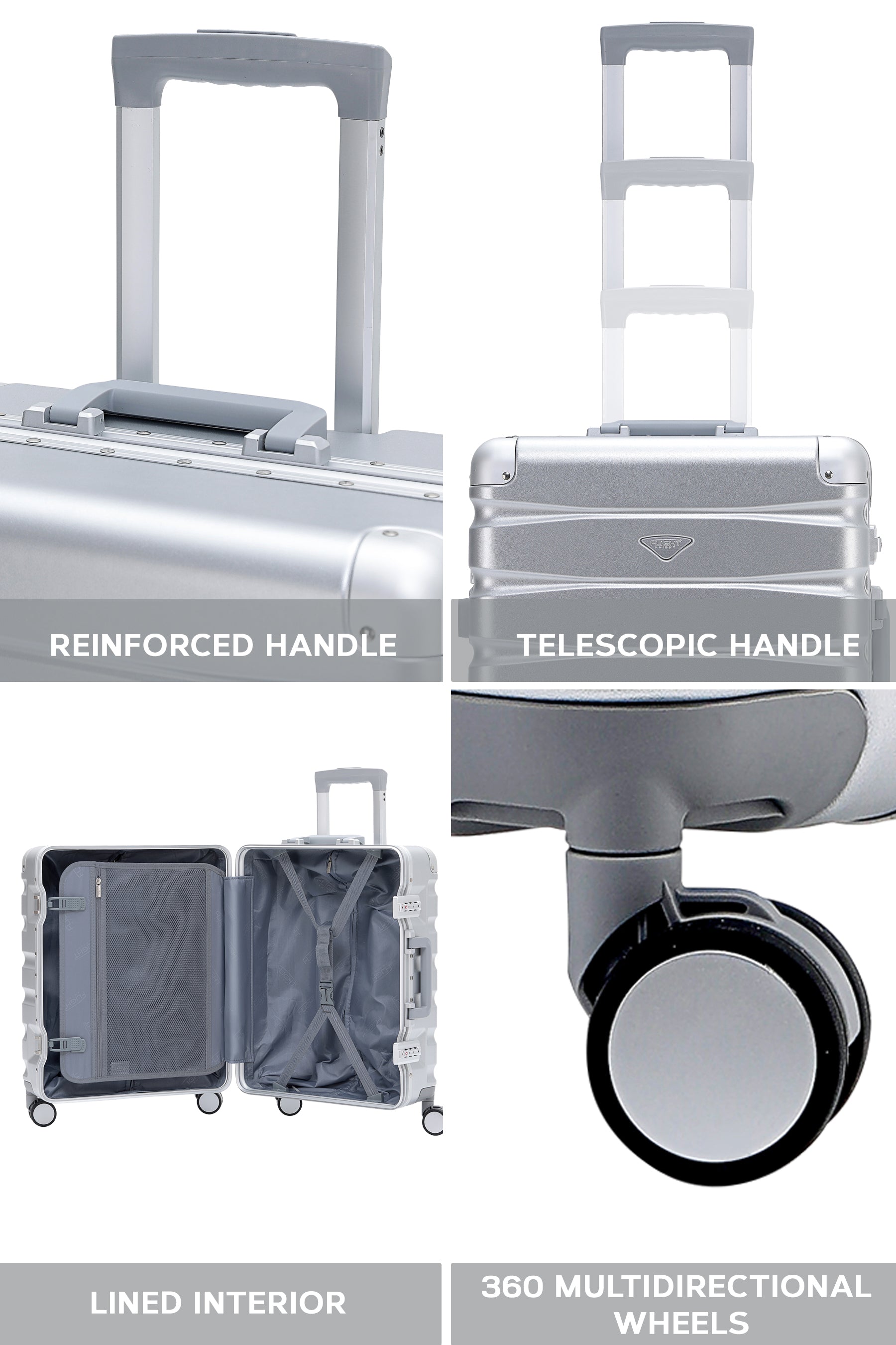 56x45x25cm SAFIR Aluminium Frame Cabin Carry on Case