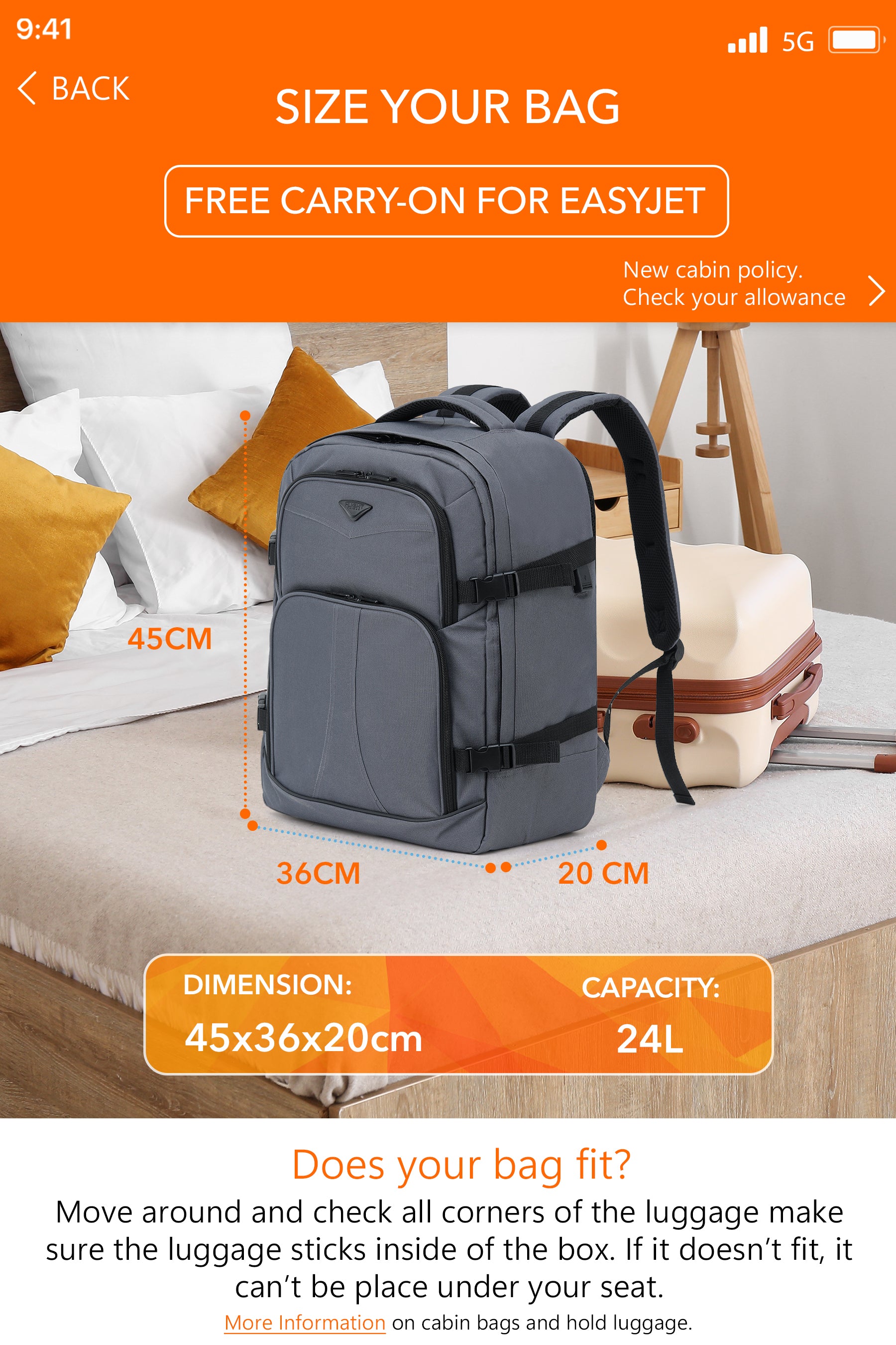 45x36x20cm Travel Backpack