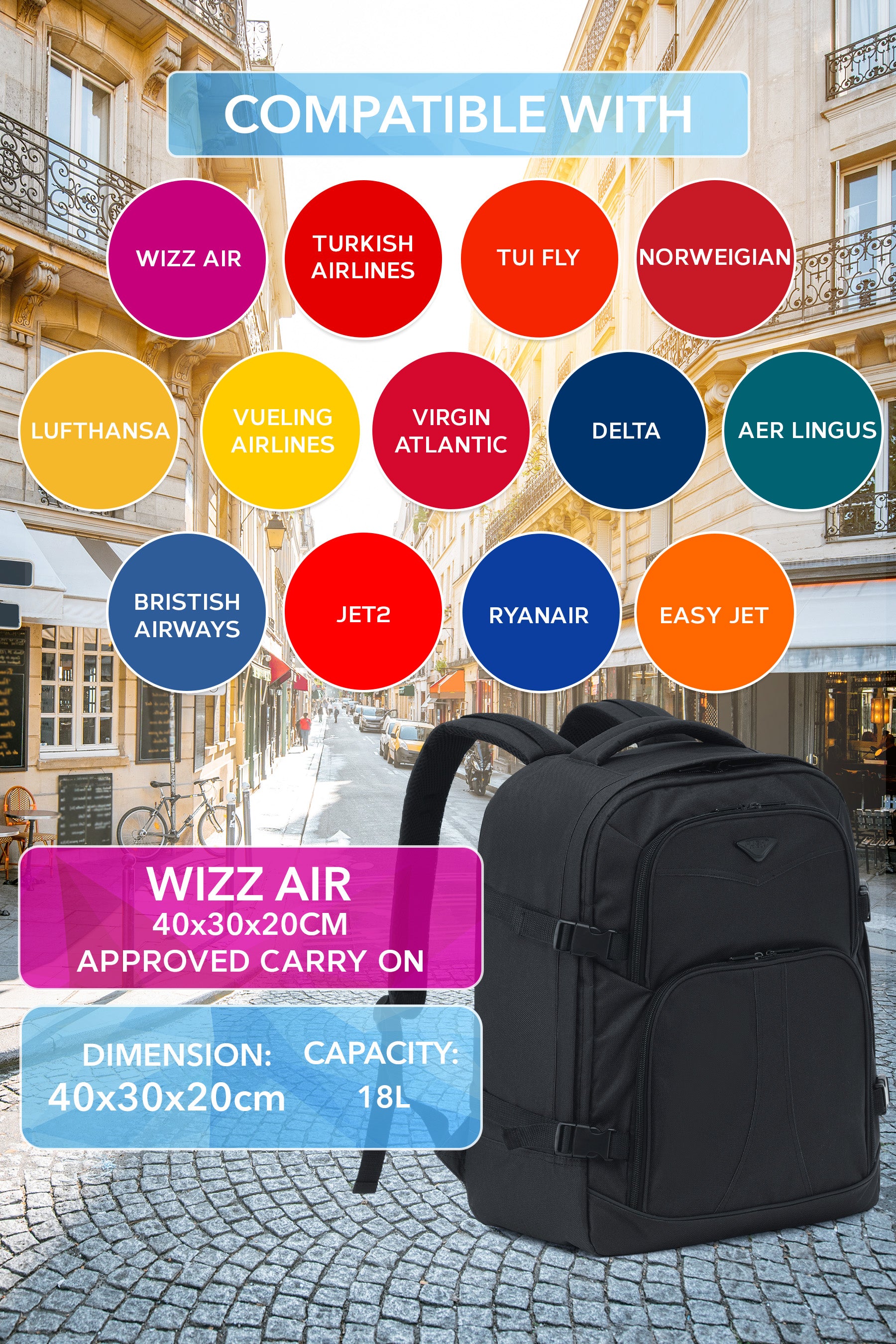 40x30x20cm Travel Backpack
