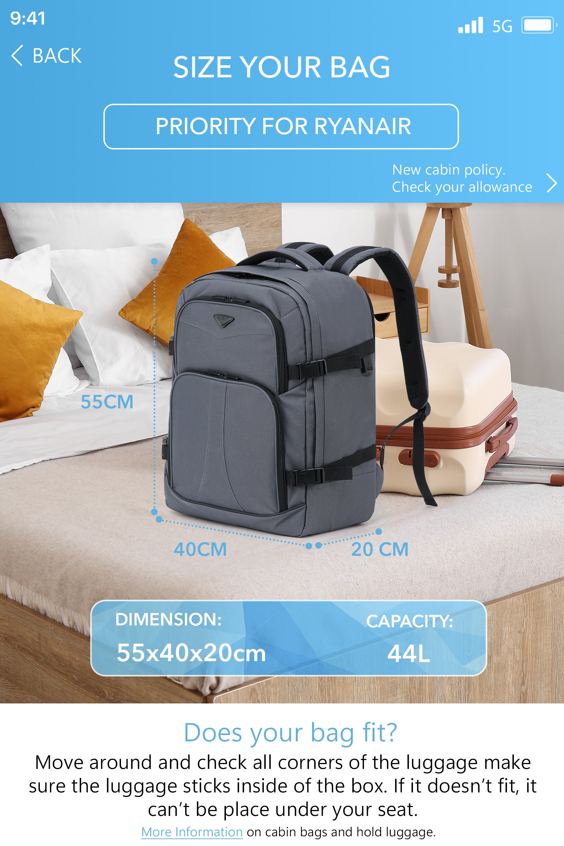 55x40x20cm Travel Backpack