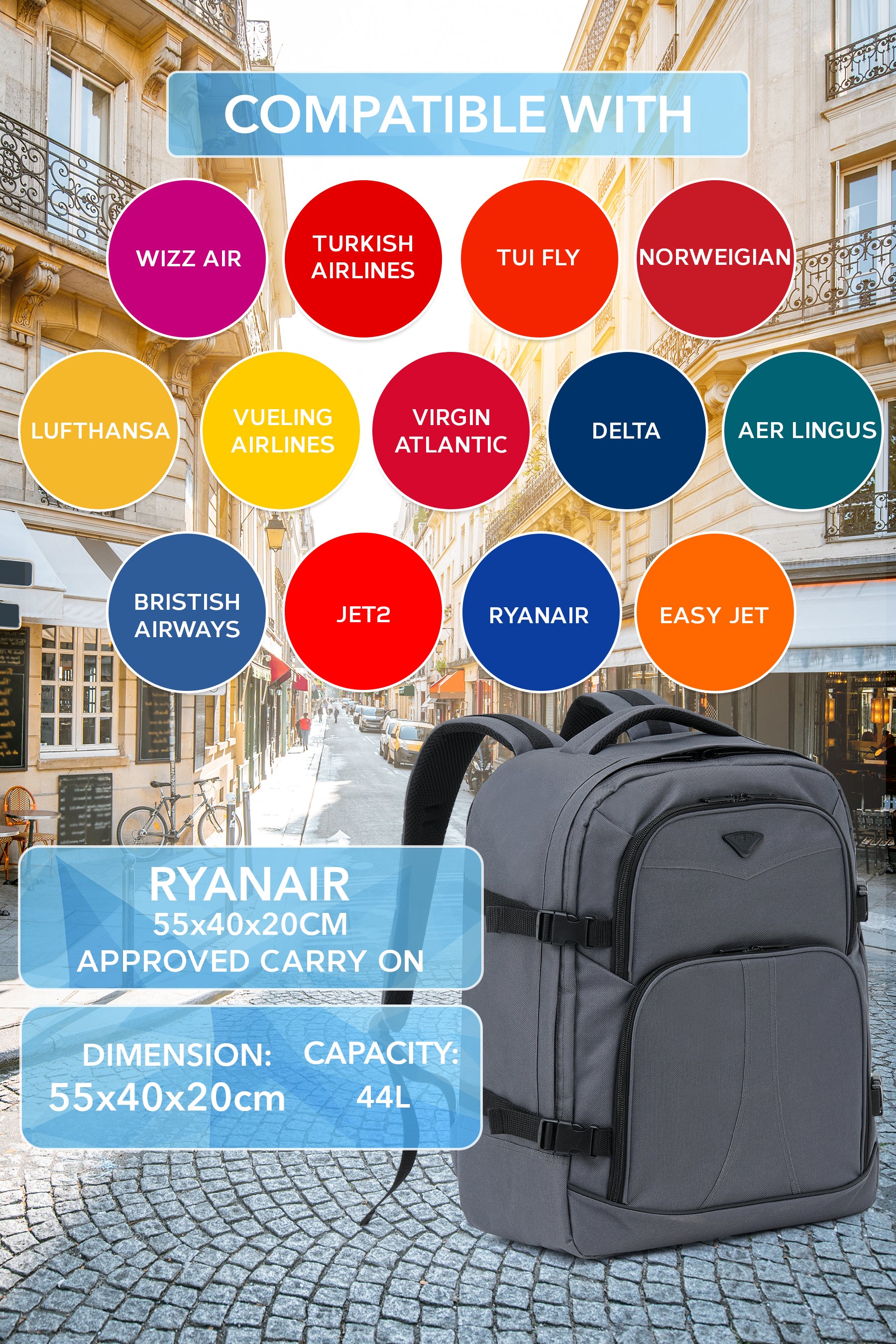 55x40x20cm Travel Backpack