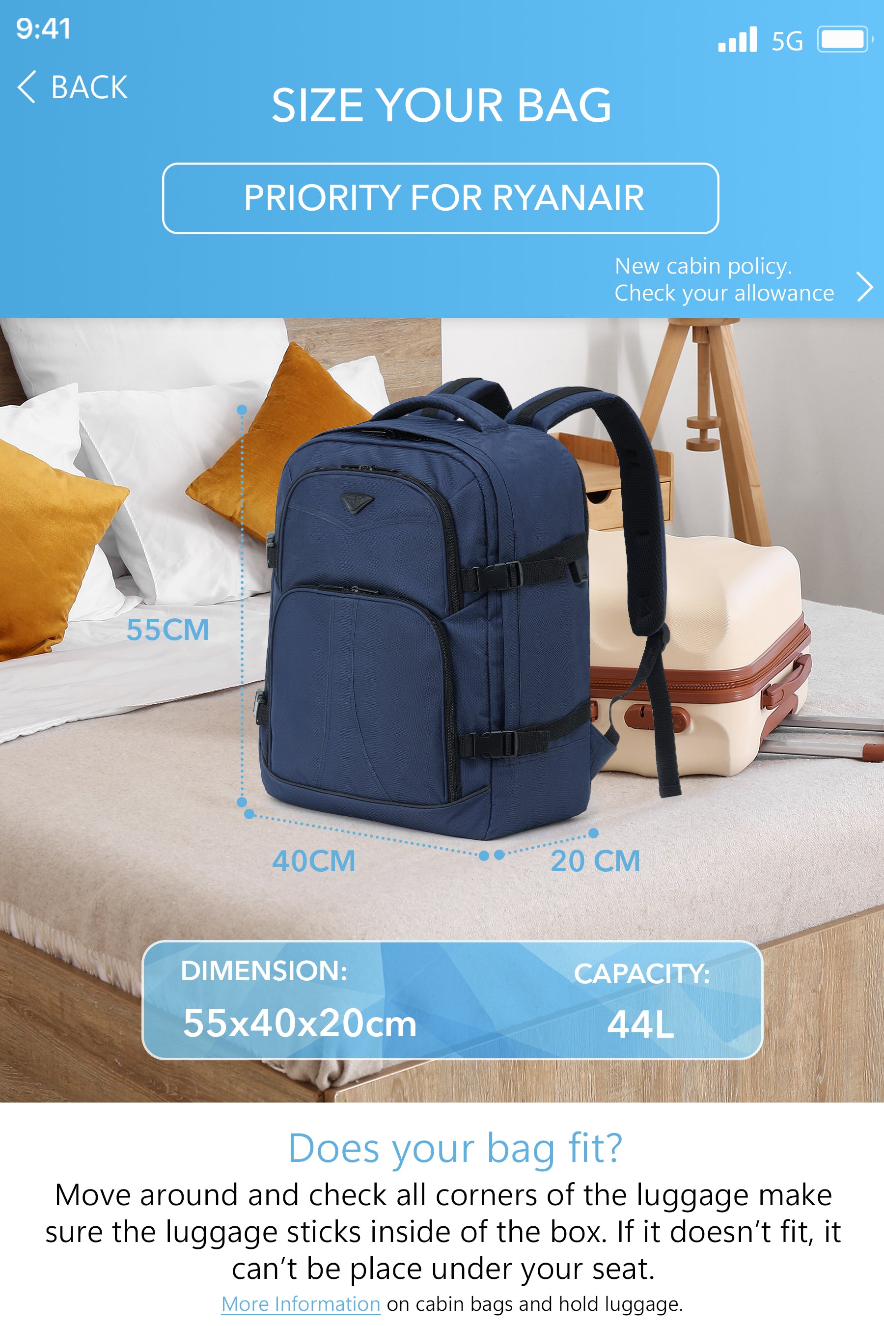 55x40x20cm Travel Backpack