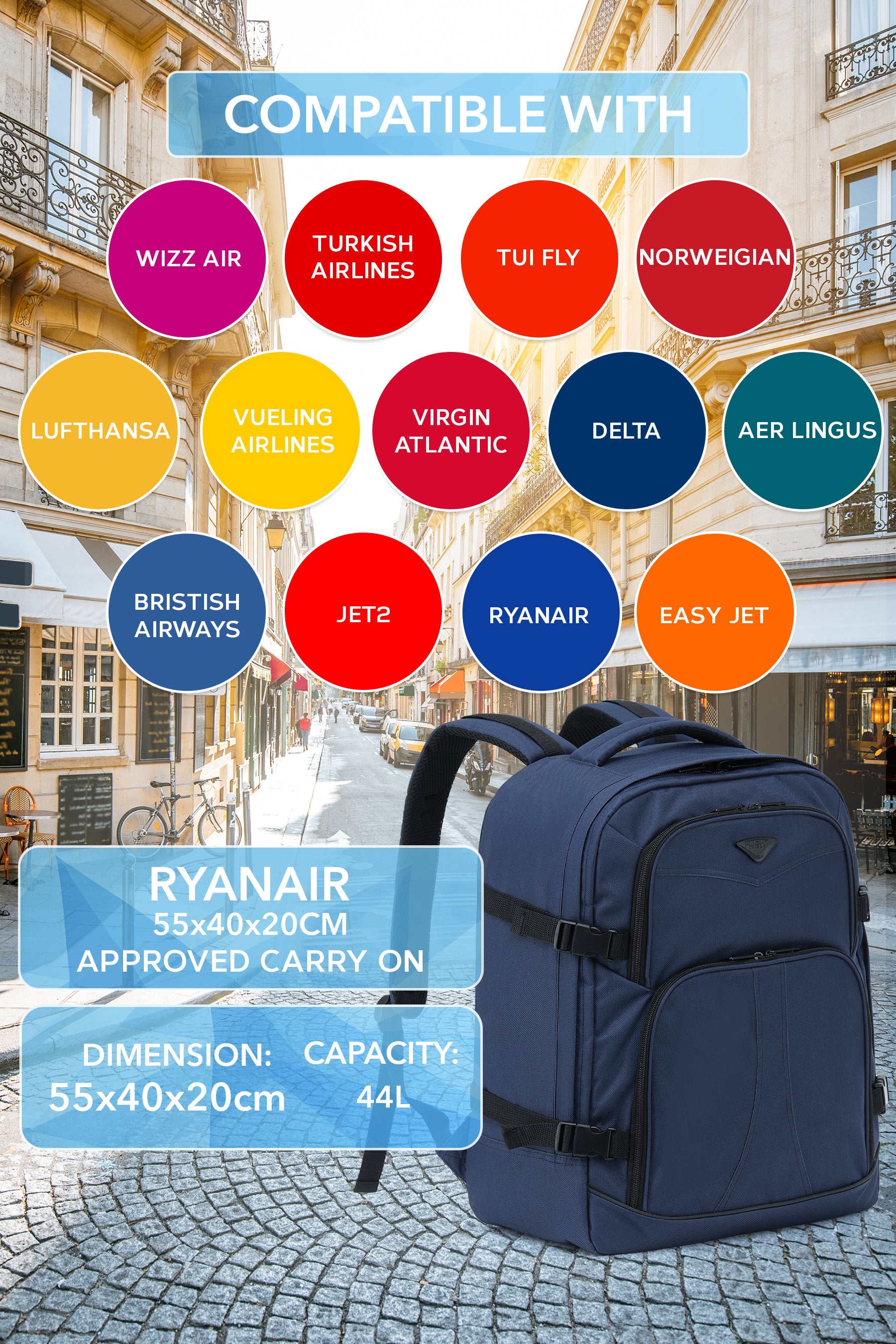 55x40x20cm Travel Backpack