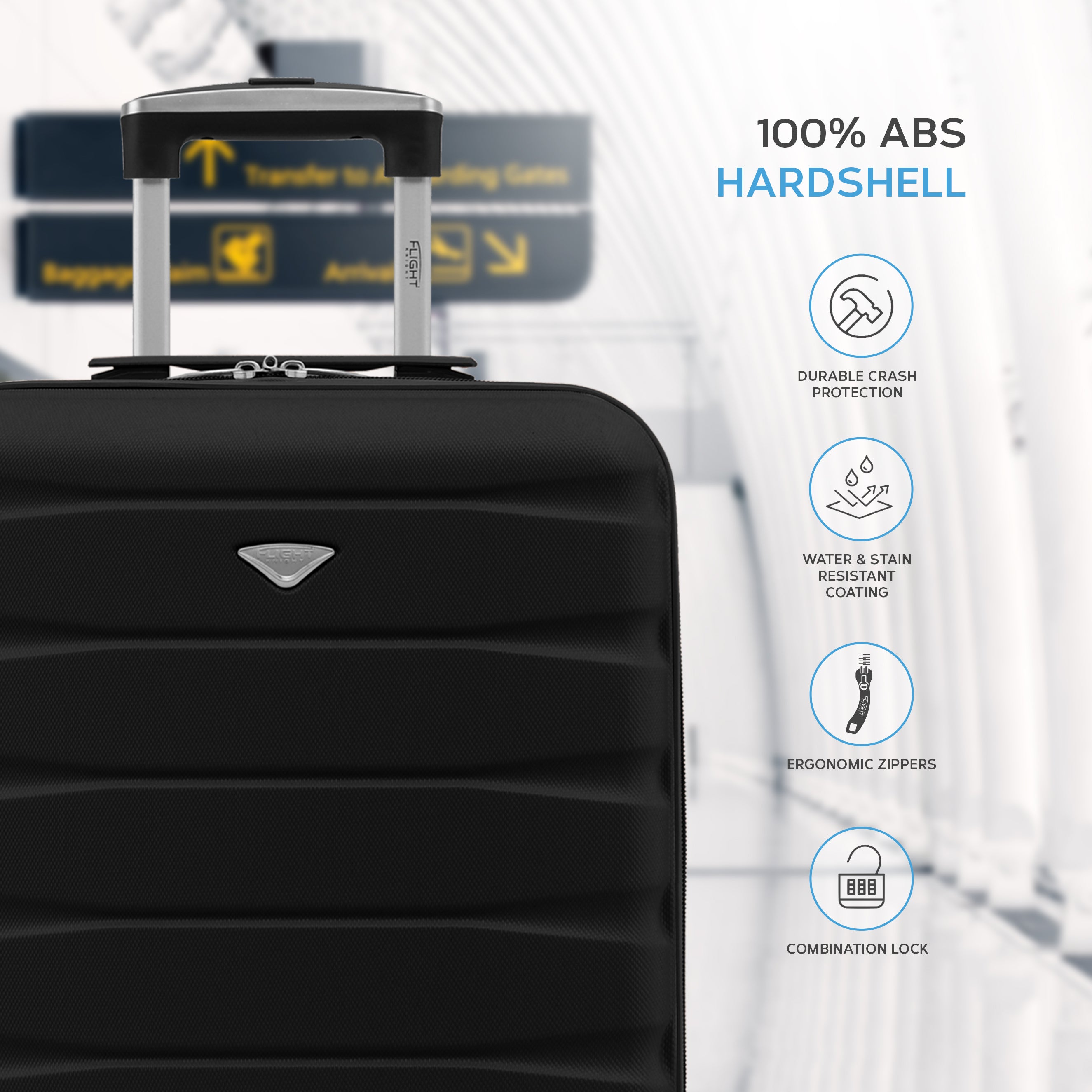 56x36x23cm Maximum Size For Virgin Atlantic Lightweight 4 Wheel ABS Hard Case