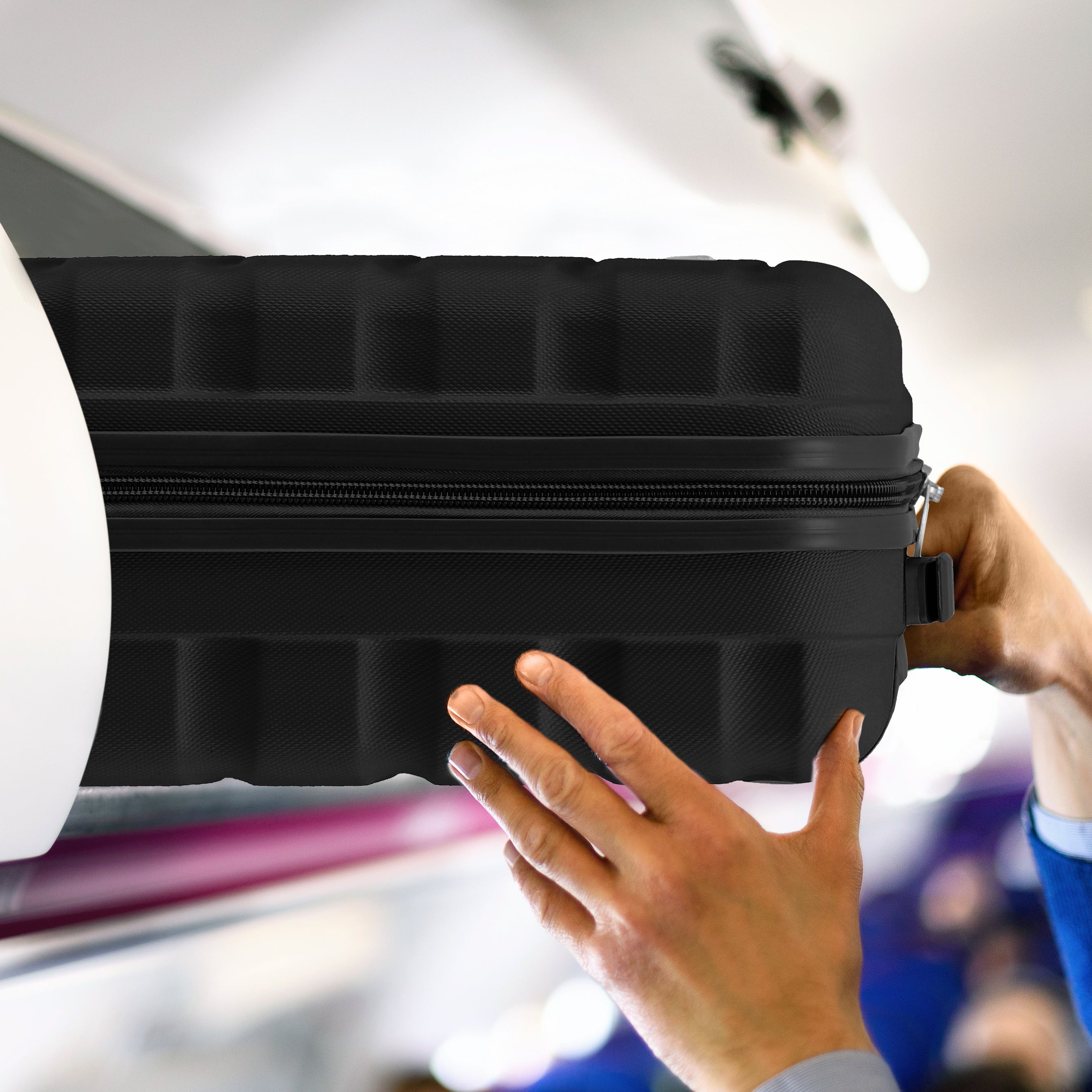 55x40x23cm Maximum Size Lufthansa Lightweight 4 Wheel ABS Hard Cabin Suitcase
