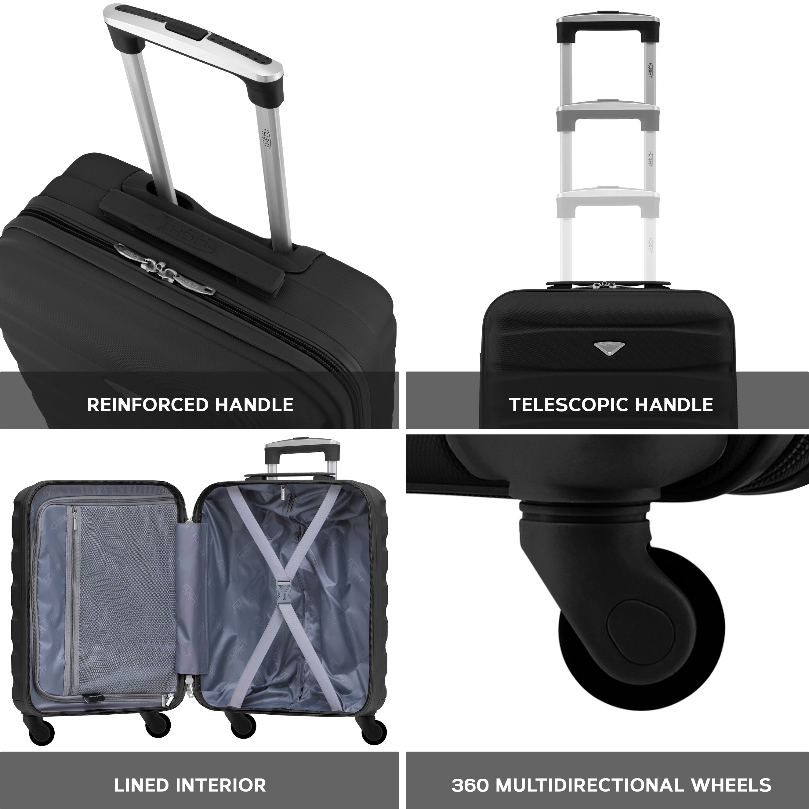 55x40x23cm Maximum Size Lufthansa Lightweight 4 Wheel ABS Hard Cabin Suitcase