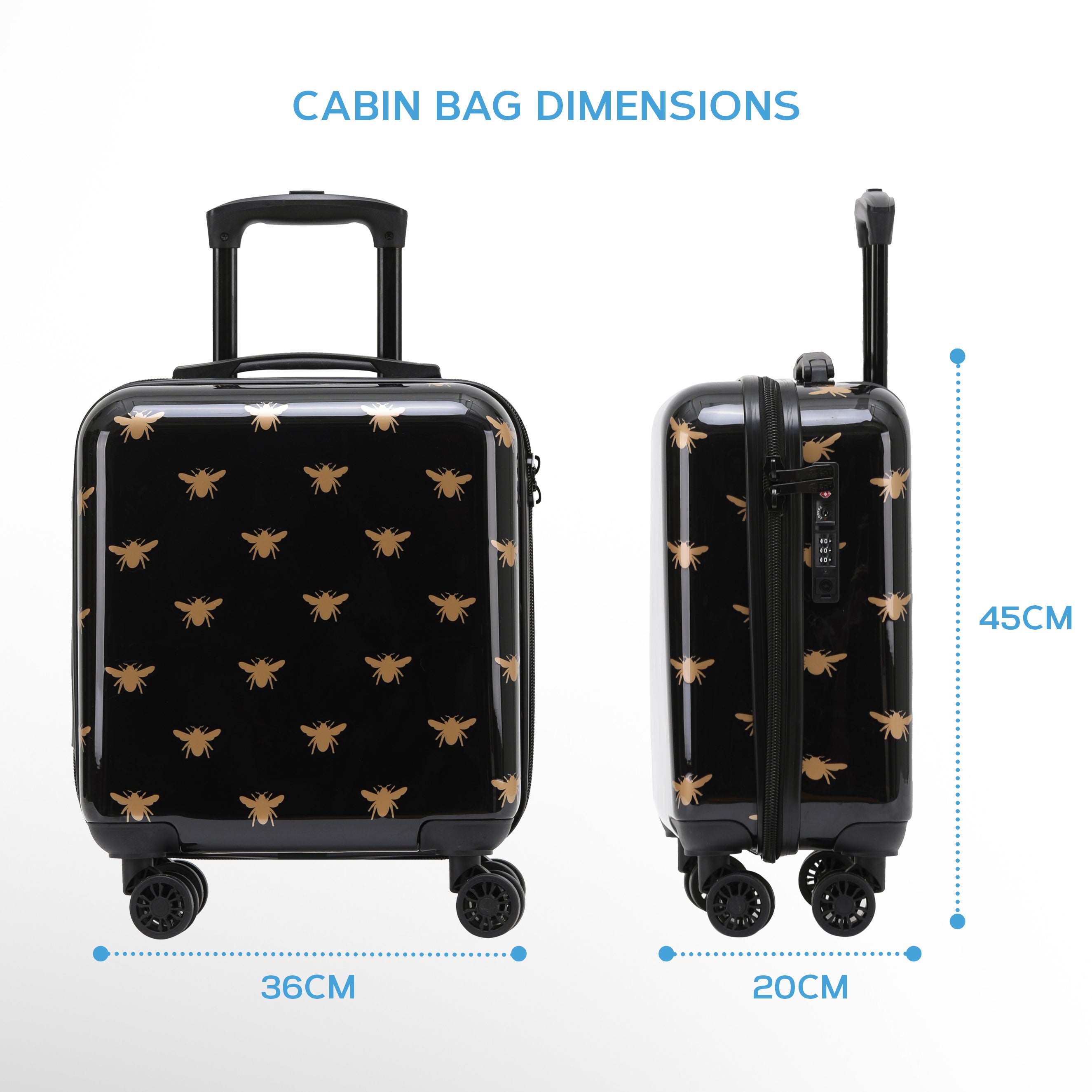 45x36x20cm Hard Case Printed Cabin Hand Luggage Travel Cabin Bag Easyjet BA TUI