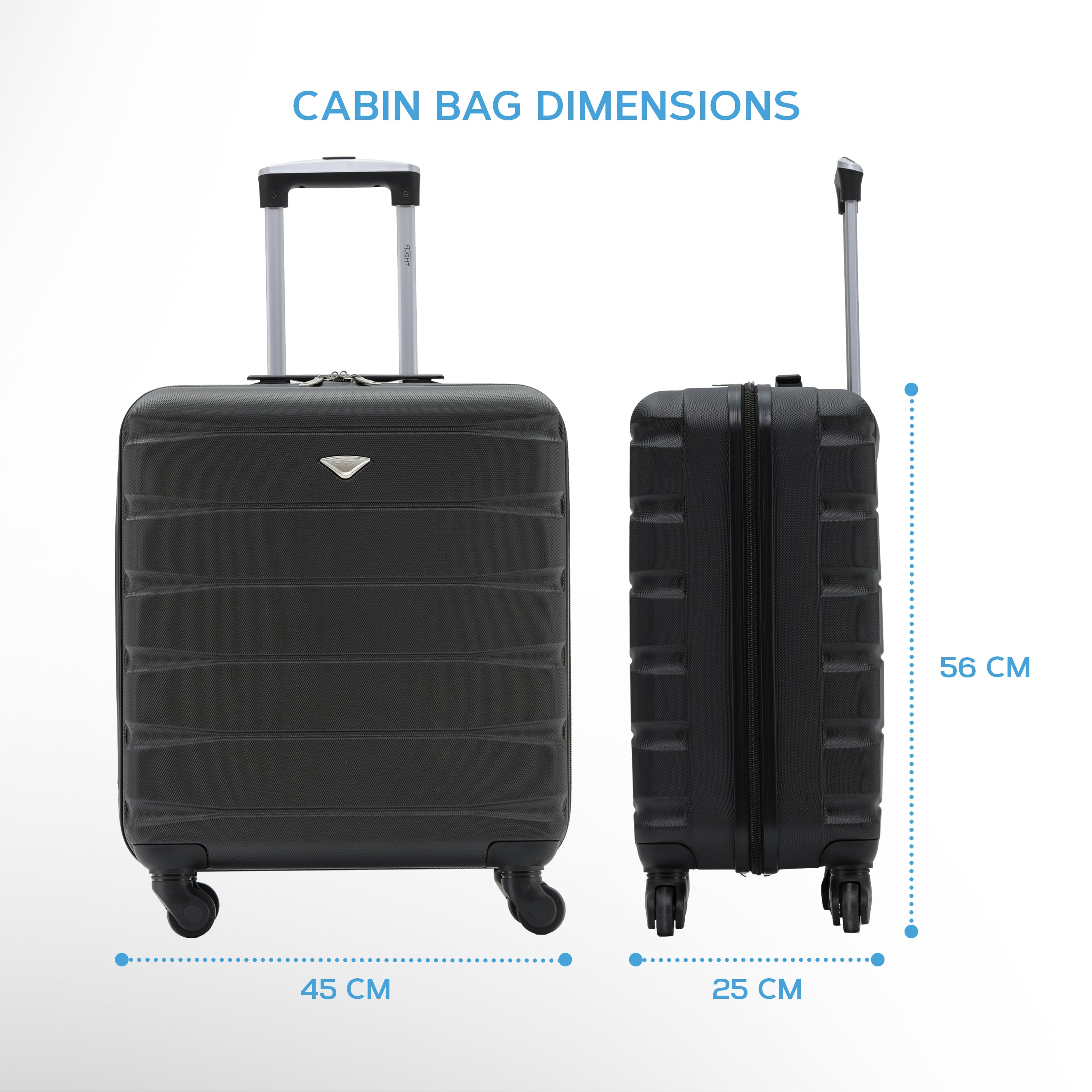 56x45x25cm Maximum Size For easyJet Large Cabin Bag Lightweight 4 Whee –  Flight Knight