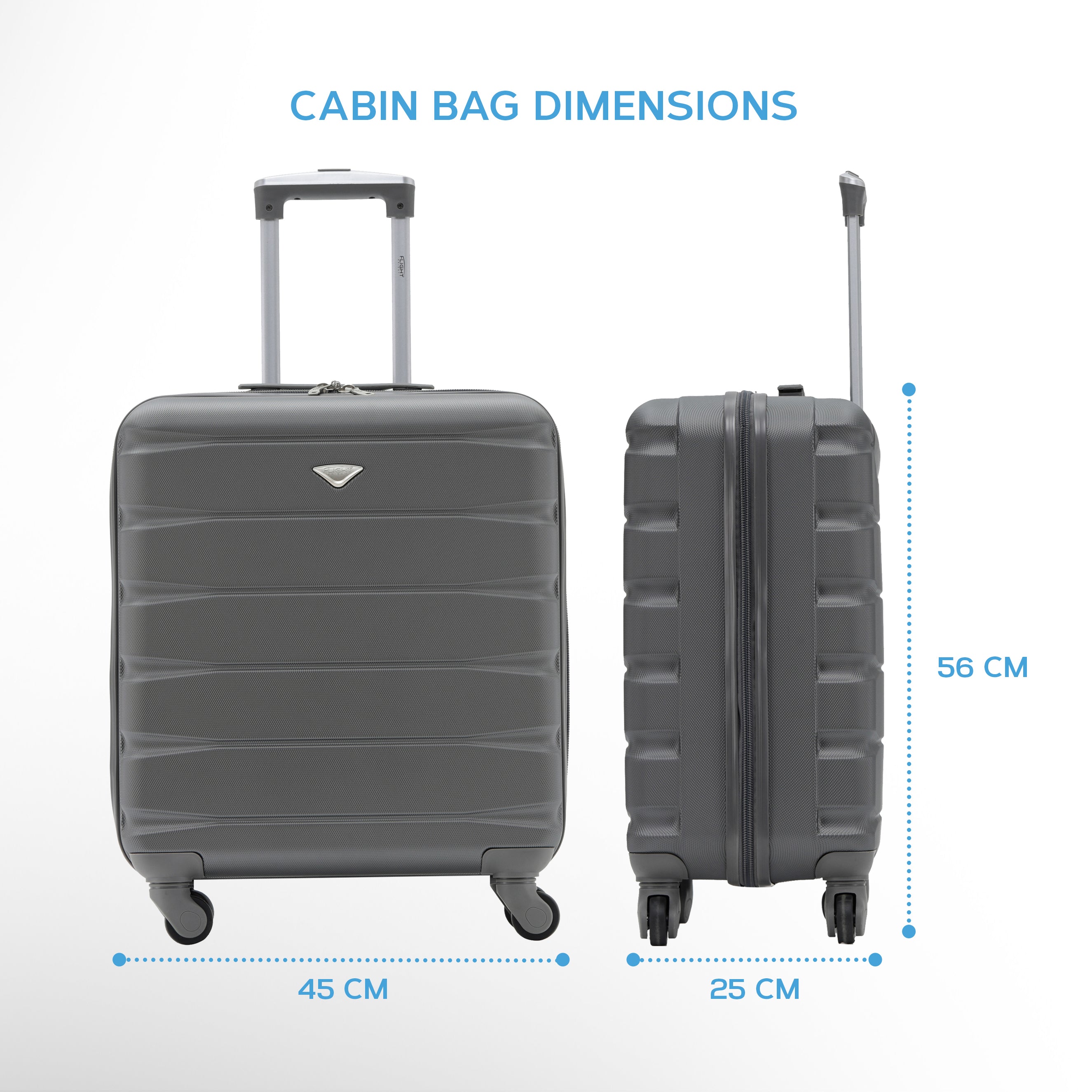 Saich 56x45x25cm Maximum Size For Easyjet Large Cabin Bag Lightweight 4 Wheel Abs Case