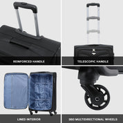 Lightweight 4 Wheel Soft Case Suitcases